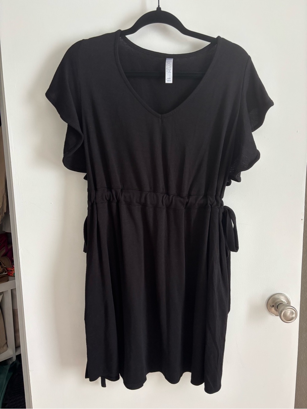 Cacique Black V-Neck Tie-Waist Swim Coverup